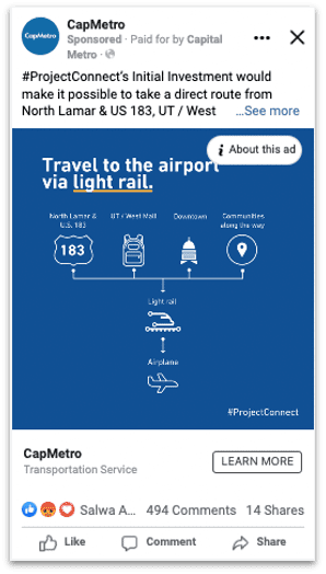 Capital Metro Project Connect social media campaign example