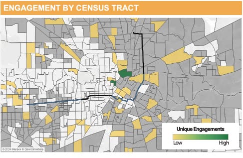 AI-enabled analytics showing neighborhoods with most and least engagement
