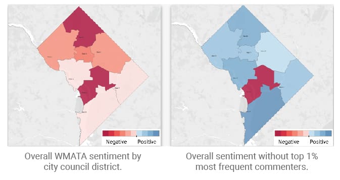 AlphaVu map graphics showing WMATA sentiment analysis