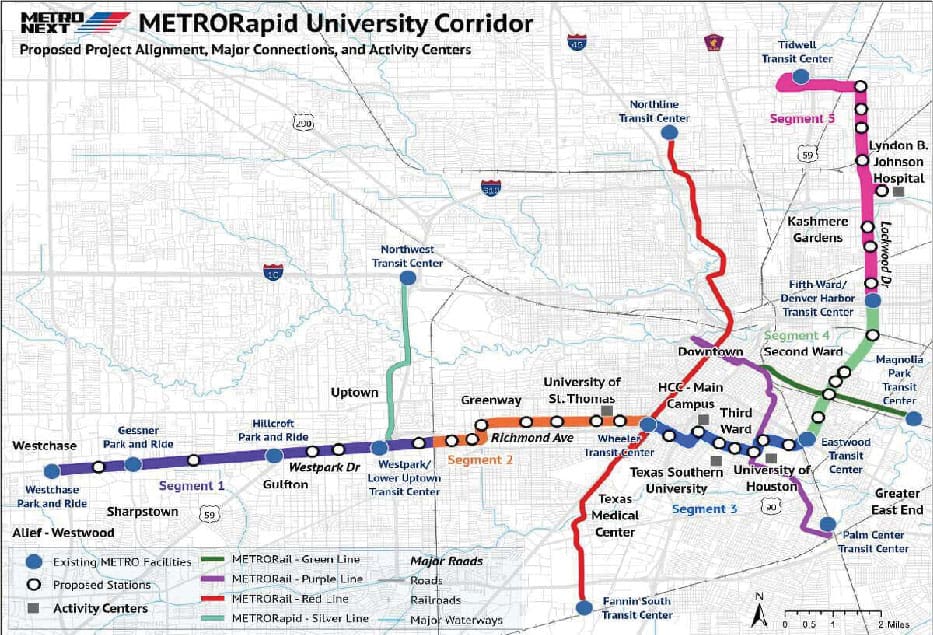 Houston METRO public transit system map
